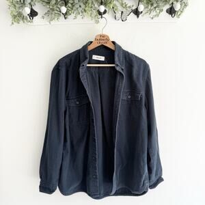 Everlane Men’s The Brushed Flannel Shirt Navy Long Sleeves Collared Size Large